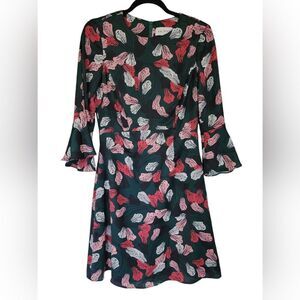 RACHEL ANTONOFF Pink, Red, Green Floral A-Line dress size 4